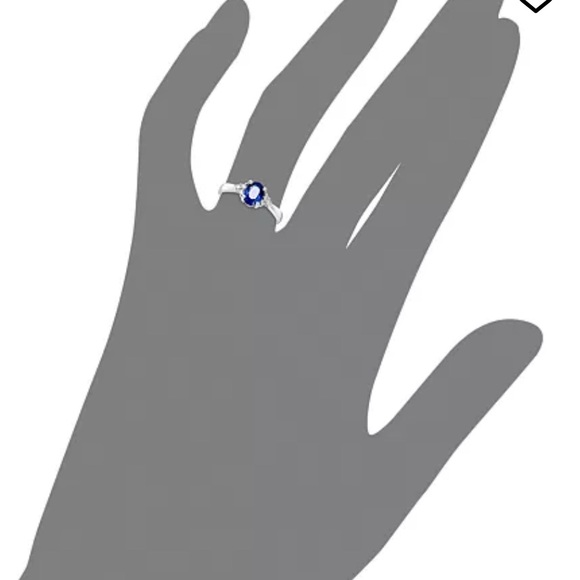 Sapphire (9/10 ct. t.w.) and Diamond Accent Ring in 14k White Gold - Picture 8 of 9